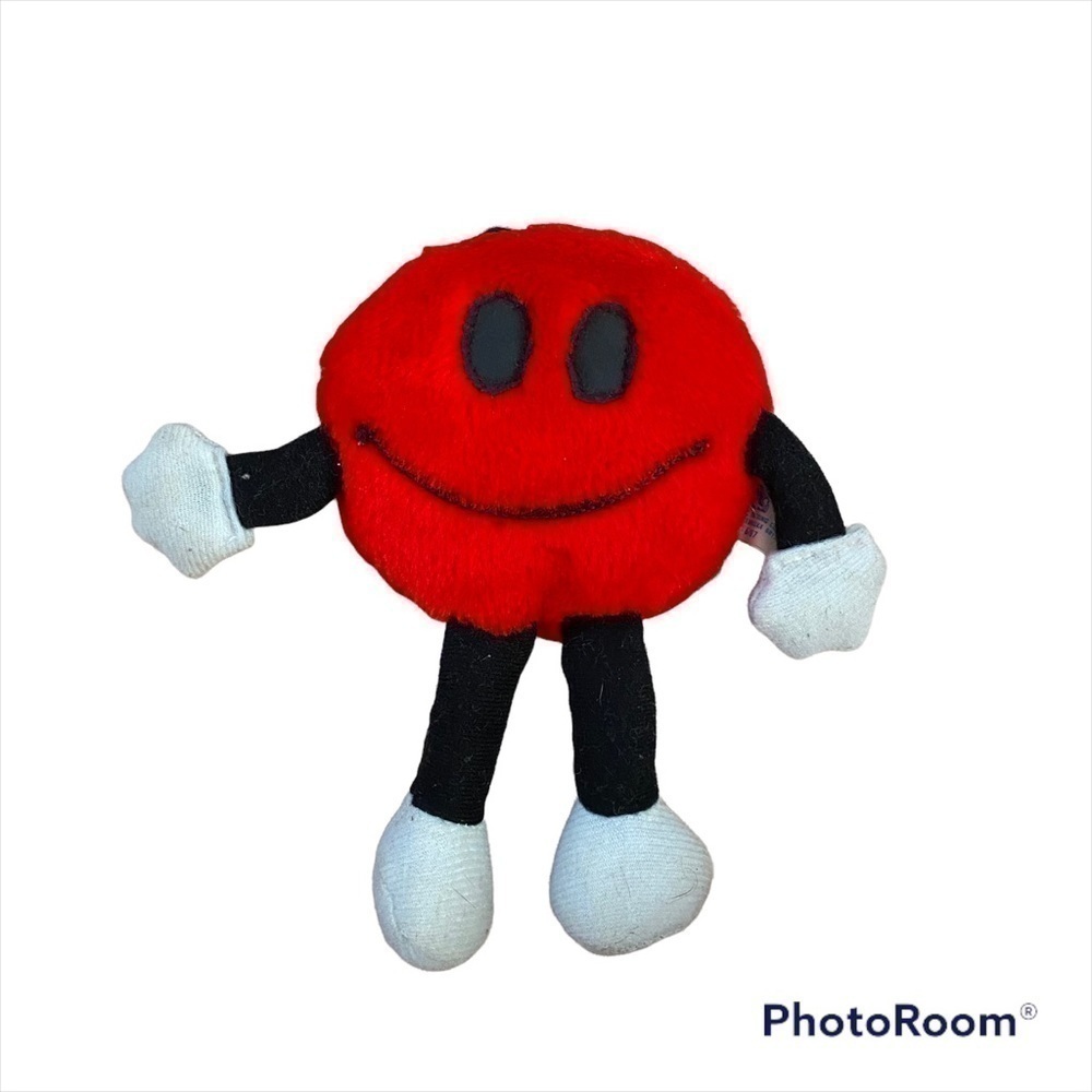 Red Smiley Face Plush Man Black Arms Stuffed Vintage 90s